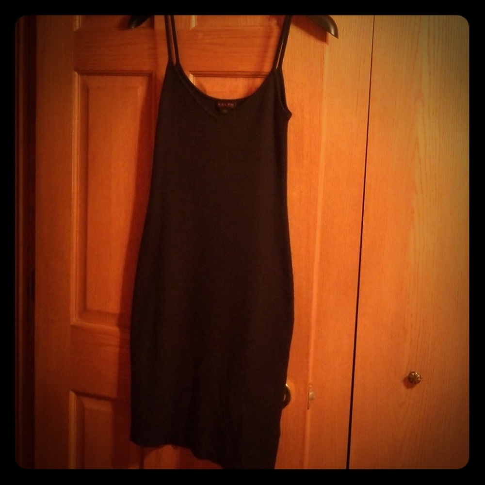 Ralph Lauren-Black spaghetti string sweater dress